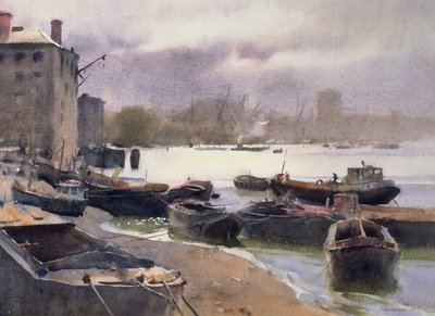 A Cluster of Lighters, River Thames by Trevor Chamberlain